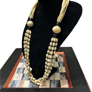 Vintage Bone Rose 2 Necklaces Hand Made, Two Large Navajo carved Bone balls.